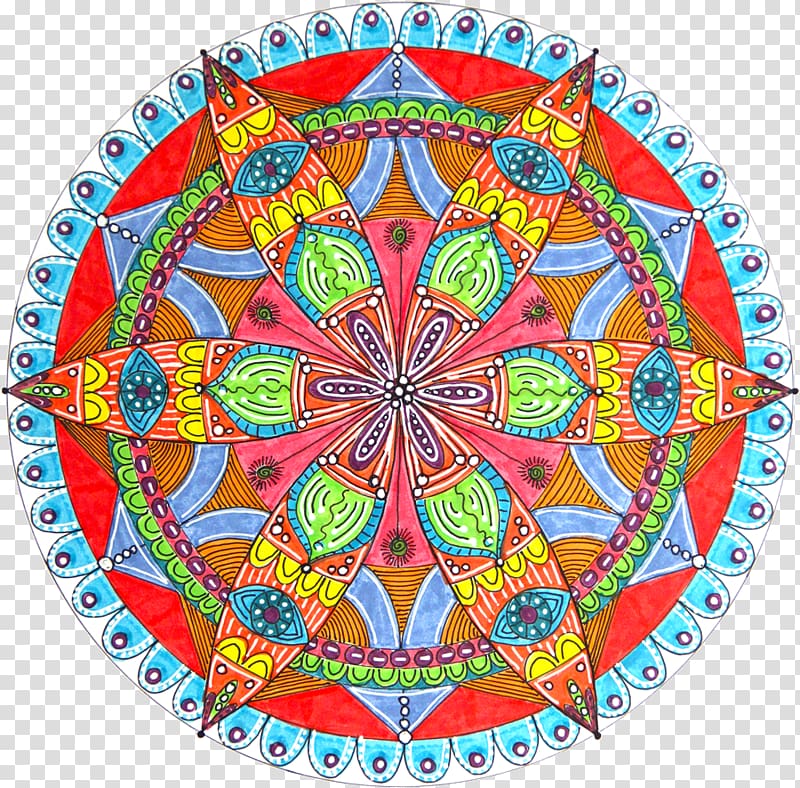 multicolored mandala illustration, Quick, Draw! Mandala Drawing Compass Coloring book, mandala transparent background PNG clipart