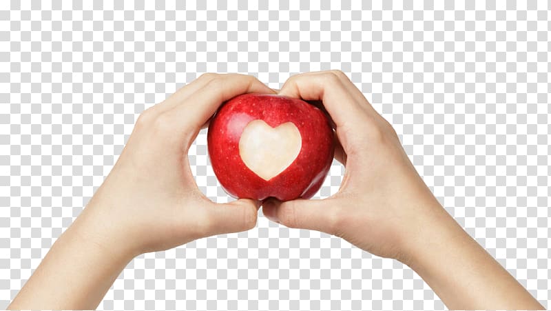 Apple Heart Crisp, Red apple in hand transparent background PNG clipart