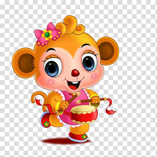 Lichun Caishen Happiness Chinese New Year Bodhisattva, Cute cartoon monkey transparent background PNG clipart