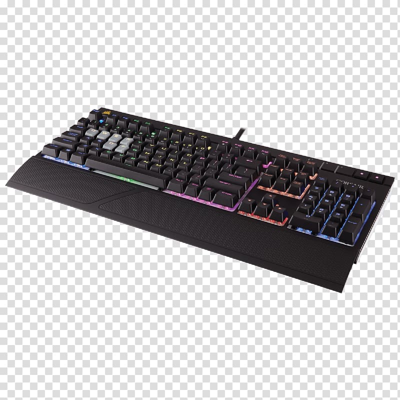 Computer keyboard Corsair Gaming STRAFE RGB Cherry Gaming keypad, cherry transparent background PNG clipart