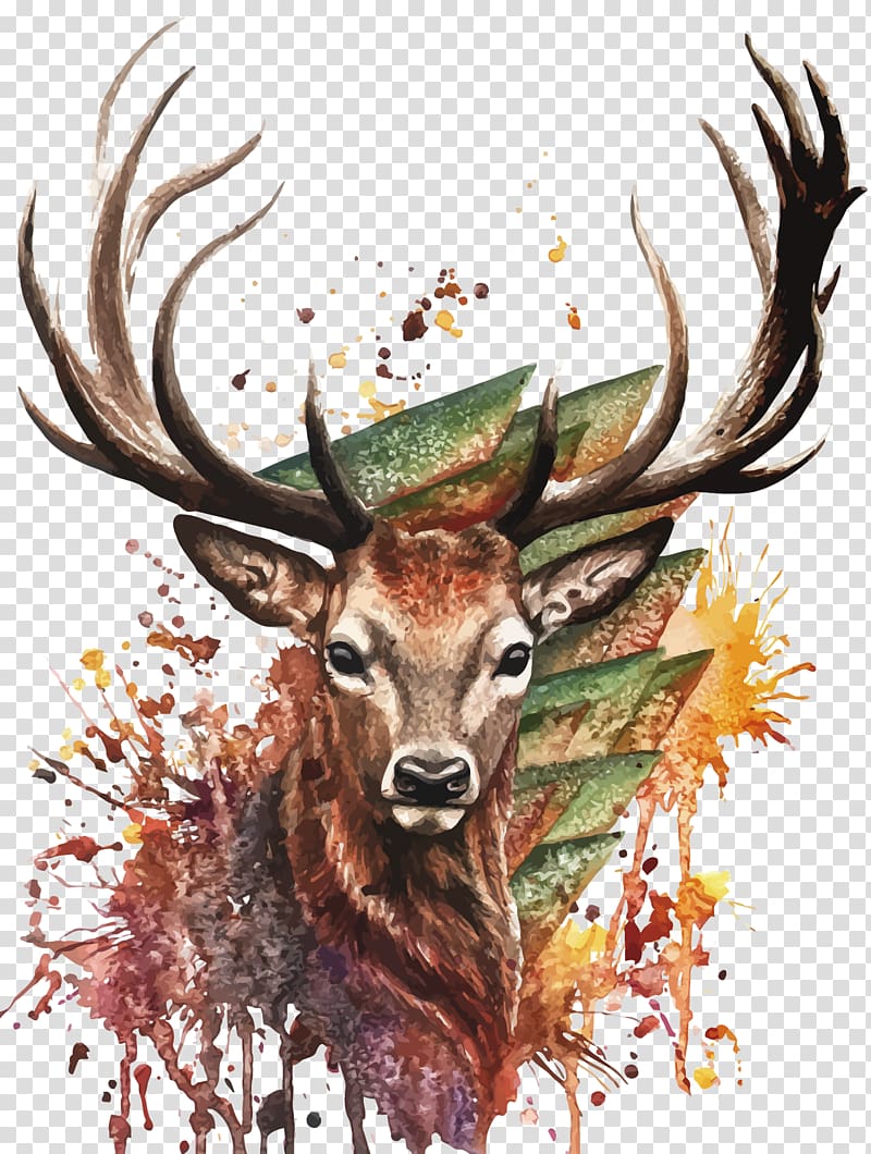 deer painting, Deer Watercolor painting Drawing, watercolor deer transparent background PNG clipart