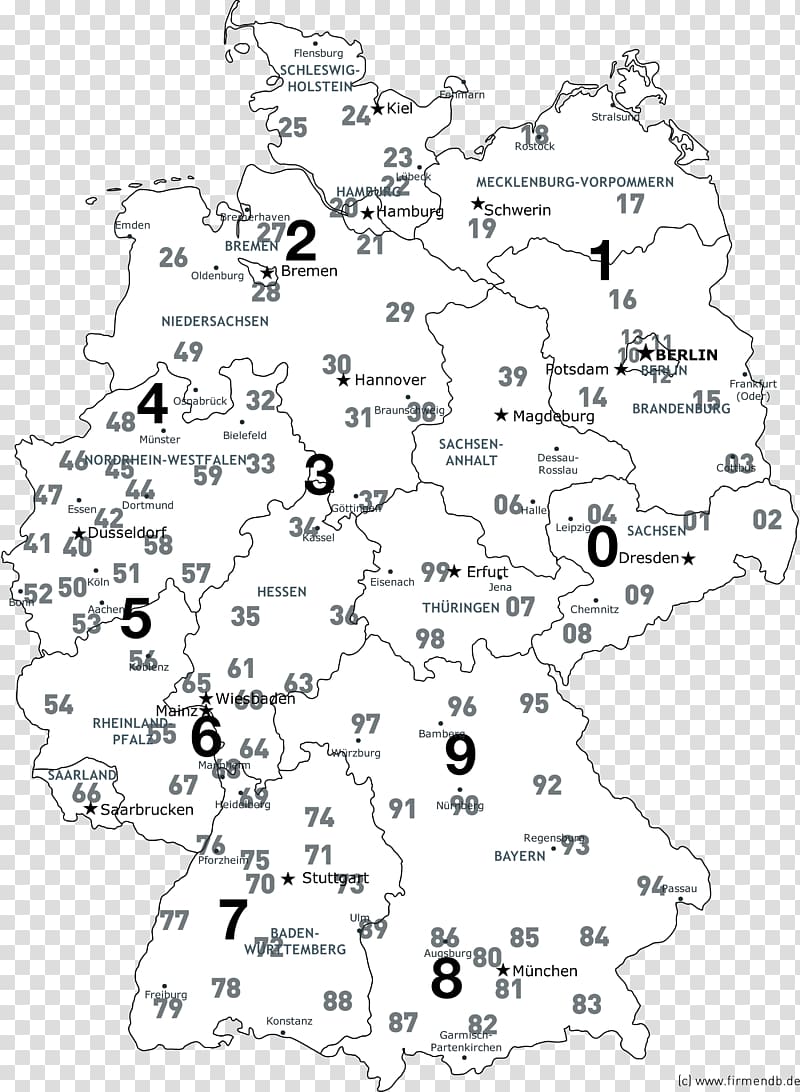Postal codes in Germany Postleitzahlenkarte Map, map transparent background PNG clipart