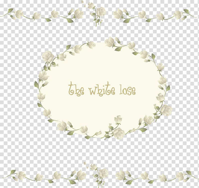 white rose flower wreath with text overlay, Euclidean Flower Rose, White roses ring decorative pattern transparent background PNG clipart