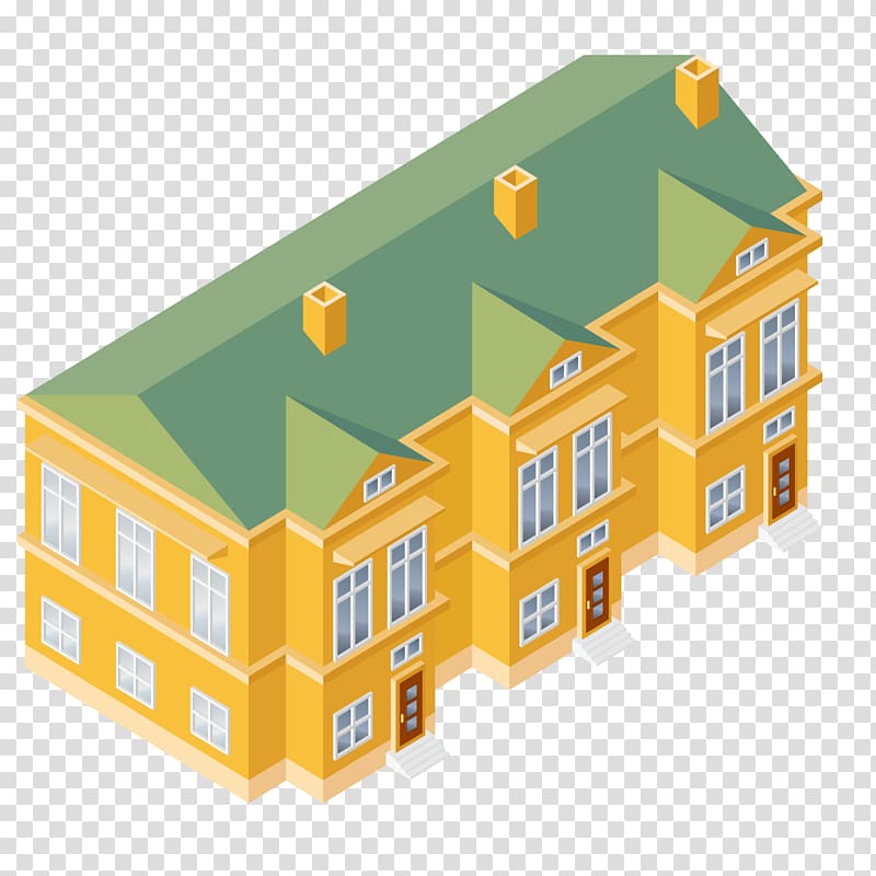 Isometric projection House Building , Cartoon Apartment transparent