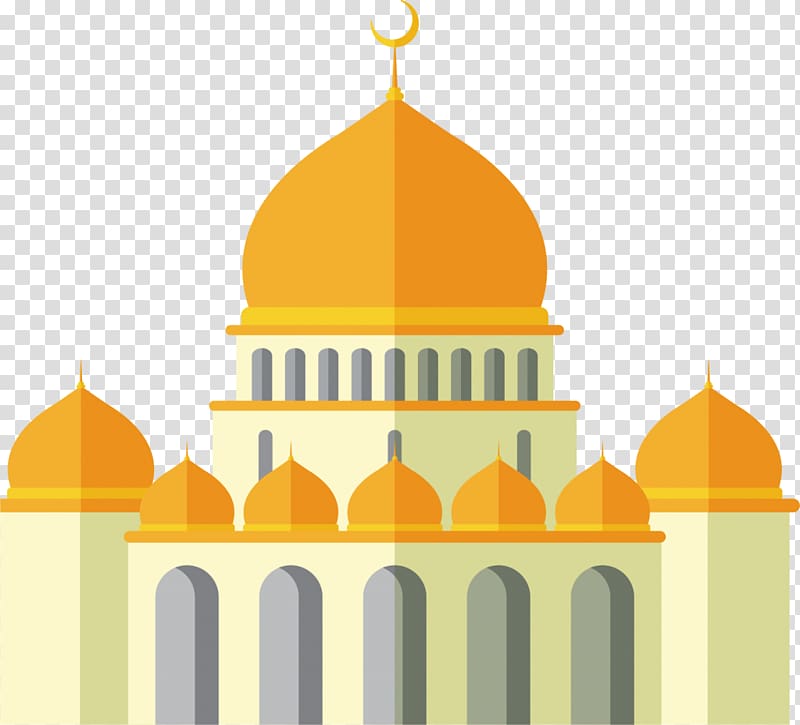 orange dome building illustration, Mosque , Ramadan transparent background PNG clipart