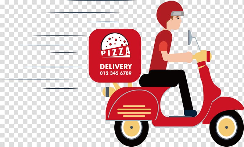 pizza delivery illustration, Take-out Pizza, Pizza shop delivery transparent background PNG clipart