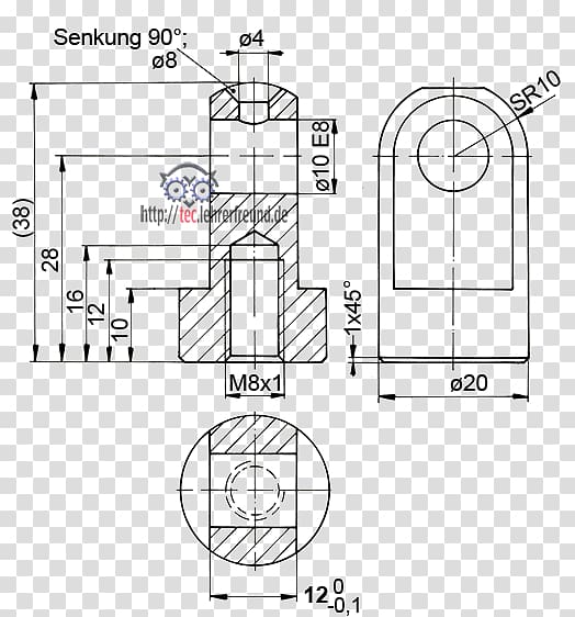 Technical drawing Engineering drawing Bohrung Multiview projection, transparent background PNG clipart
