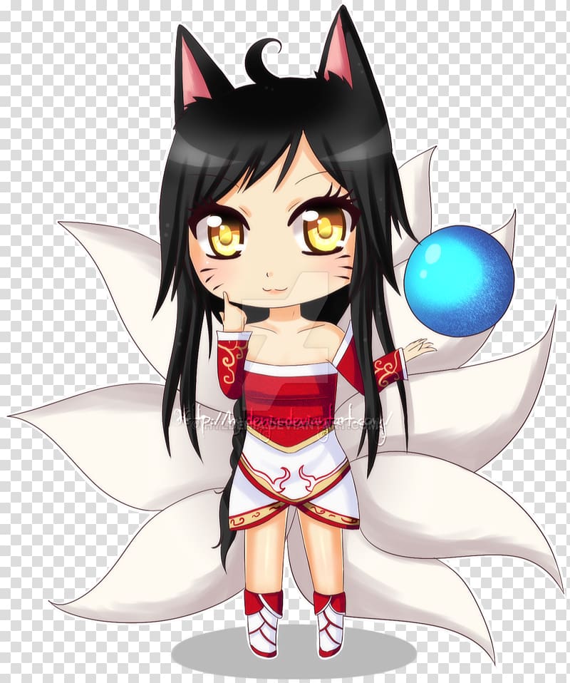 League of Legends Ahri Chibi Art Nine-tailed fox, fan transparent background PNG clipart