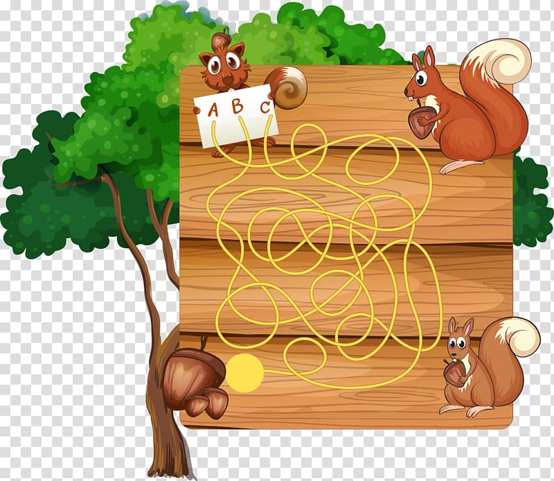 Cartoon Labyrinth, Squirrel and maze transparent background PNG clipart