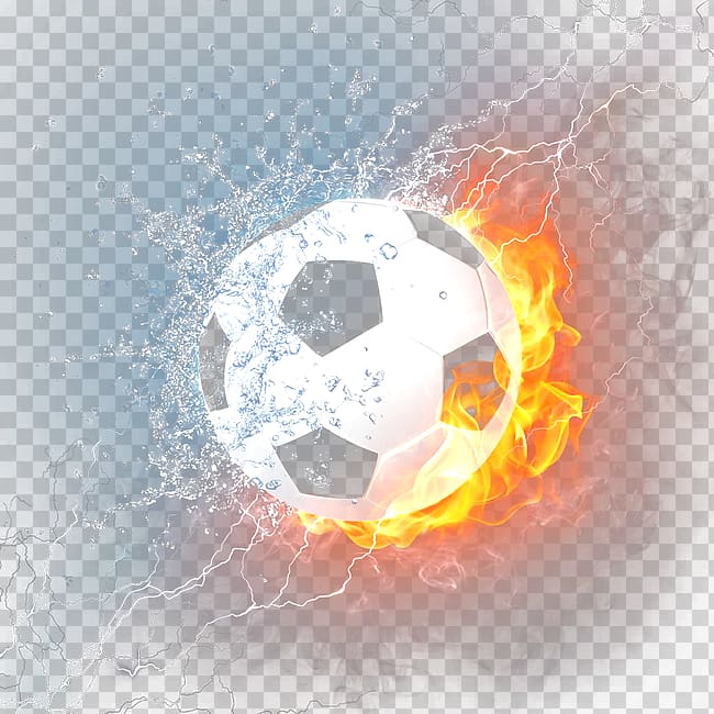 high, definition fire and water blending burning football transparent background PNG clipart