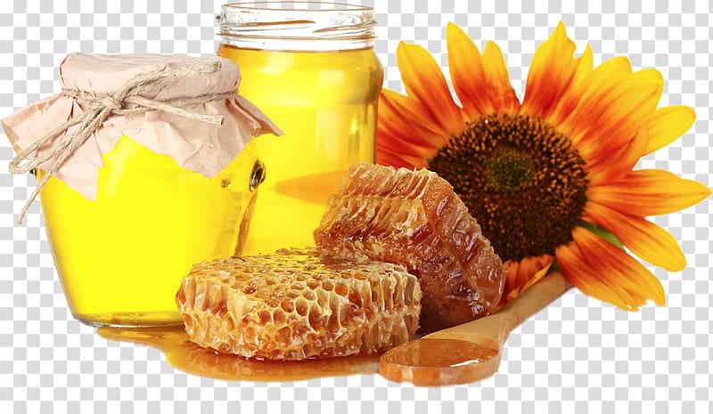 sunflower and honey comb, Honey bees and honey Flower , honey transparent background PNG clipart