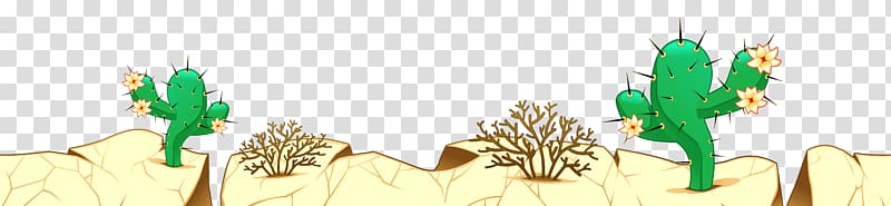 green cactus on soil artwork, Desert , Desert Ground with Cactuses transparent background PNG clipart