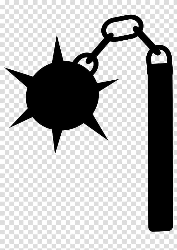 Morning star Flail Silhouette , Silhouette transparent background PNG clipart