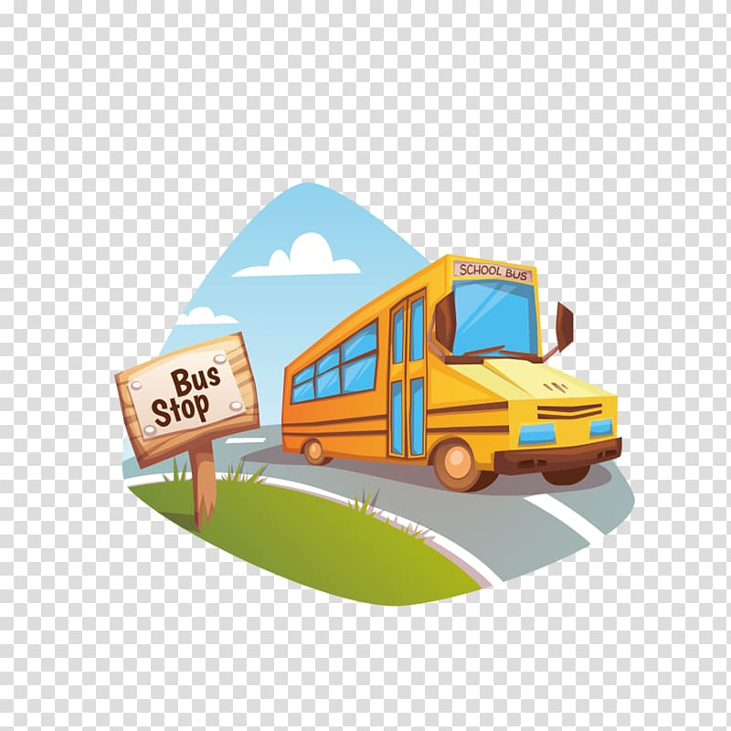 School bus Cartoon Illustration, Cartoon Bus transparent background PNG clipart