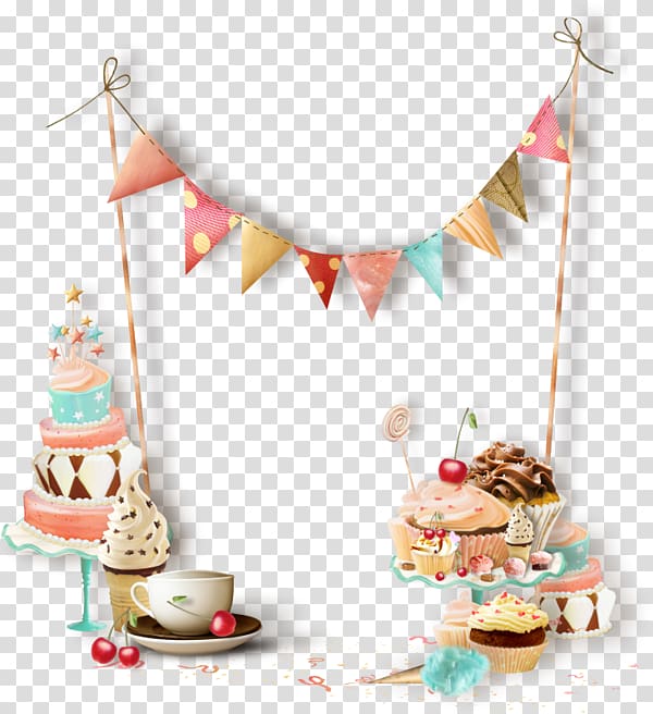 cake and cupcake , Birthday Holiday Gift Hope New Year, Birthday cake ribbon transparent background PNG clipart