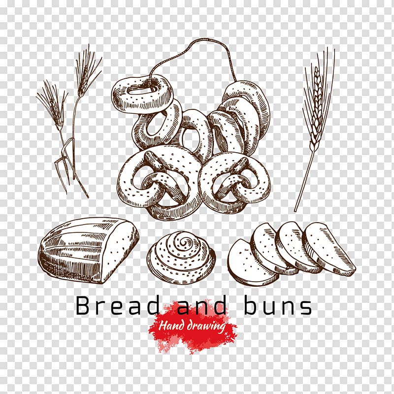 Bagel Small bread Drawing, painted bagels and wheat transparent background PNG clipart