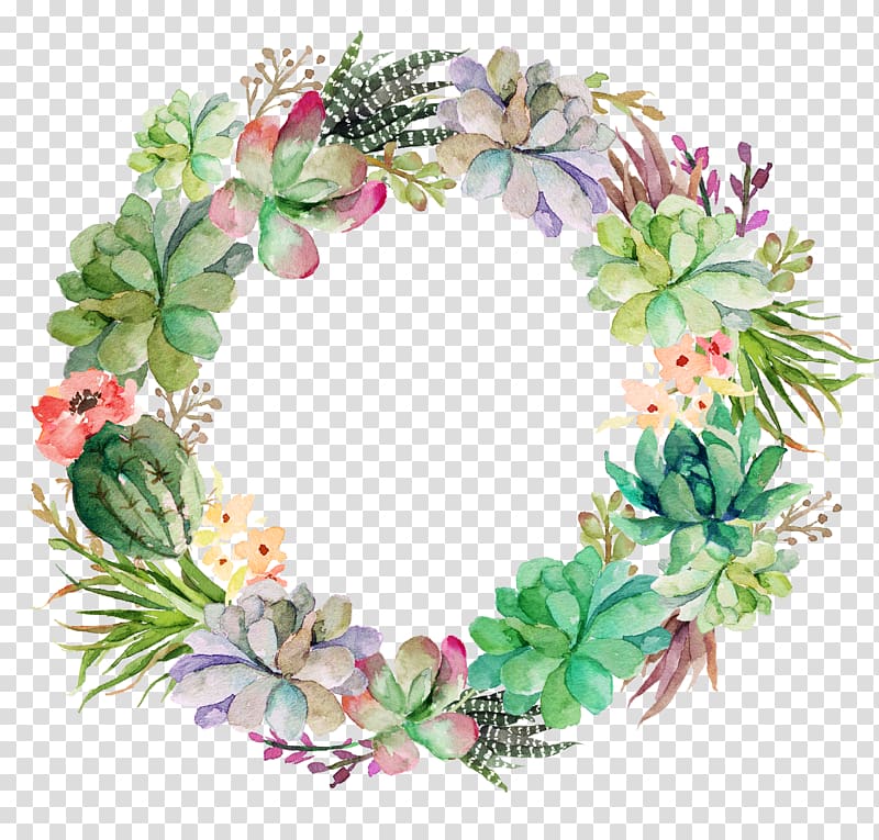 fleshy green garland wreath transparent background PNG clipart