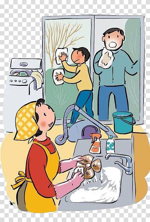 Cleaning Cleaner , The family made a concerted effort to clean the window transparent background PNG clipart