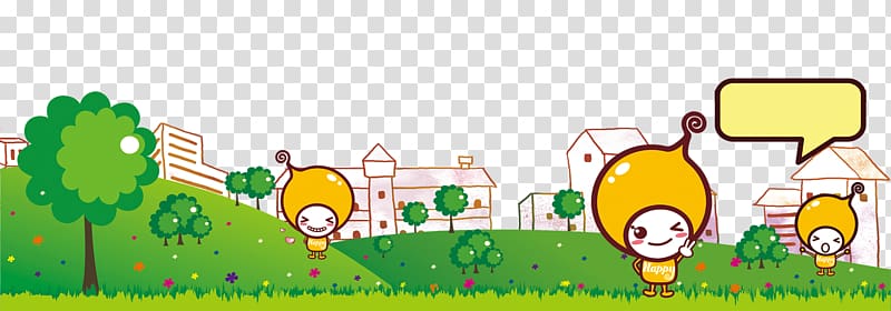 Cartoon School Illustration, Grassland school transparent background PNG clipart