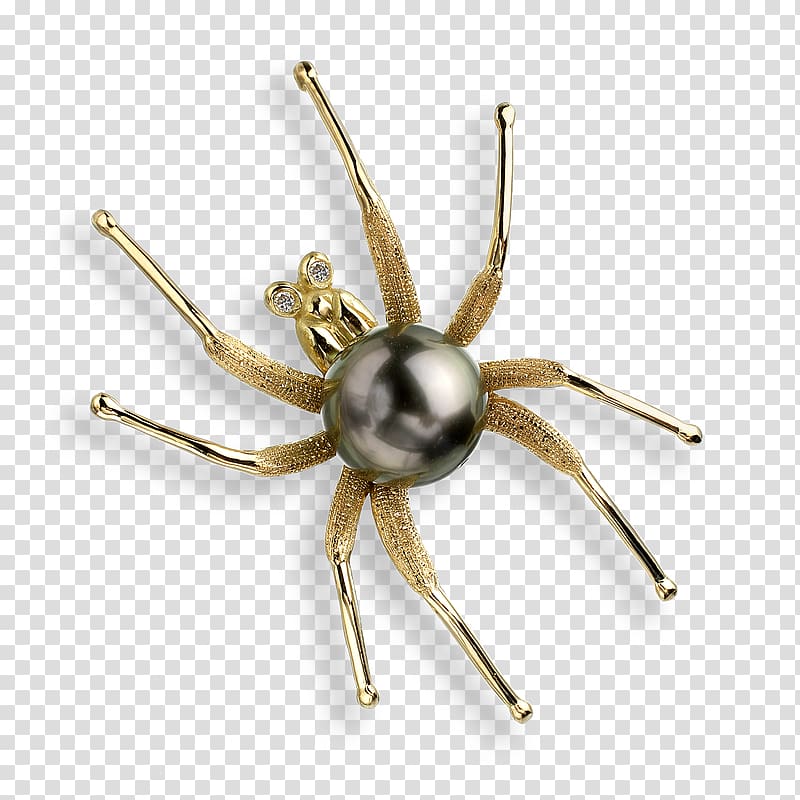 Brooch Spider Tahitian pearl Jewellery, spider transparent background PNG clipart
