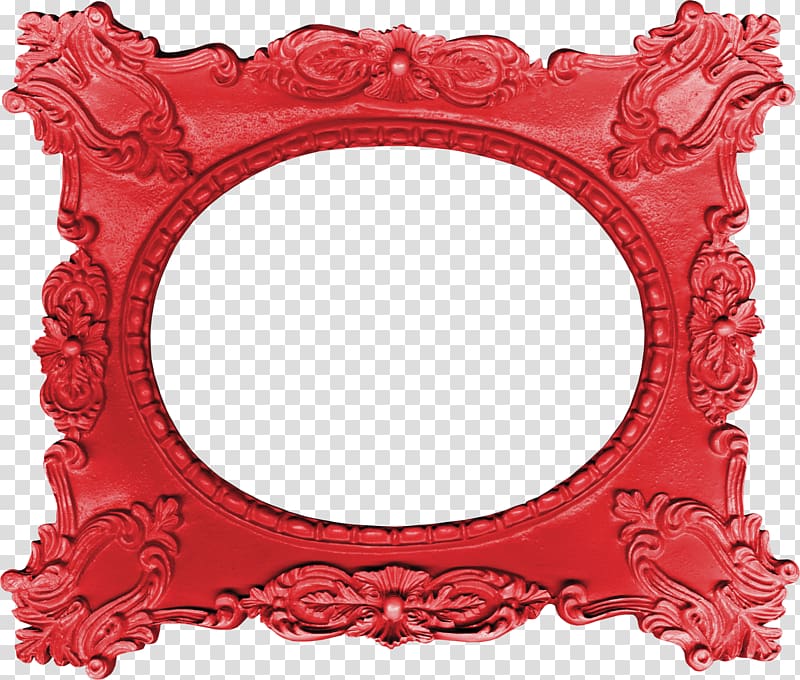 Red frame Mirror, Red Mirror transparent background PNG clipart