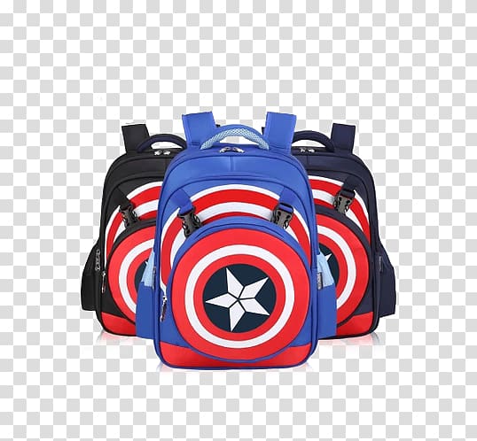 Captain America Student Backpack Bag Suitcase, Captain America schoolbag transparent background PNG clipart