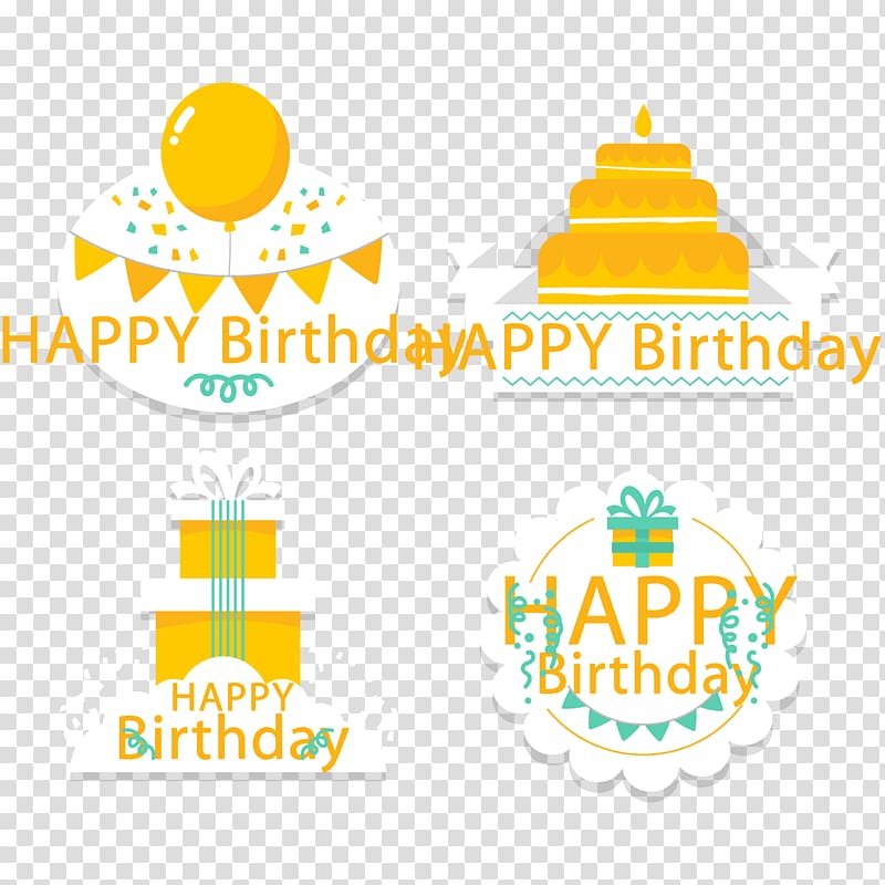 Yellow birthday happy tag transparent background PNG clipart