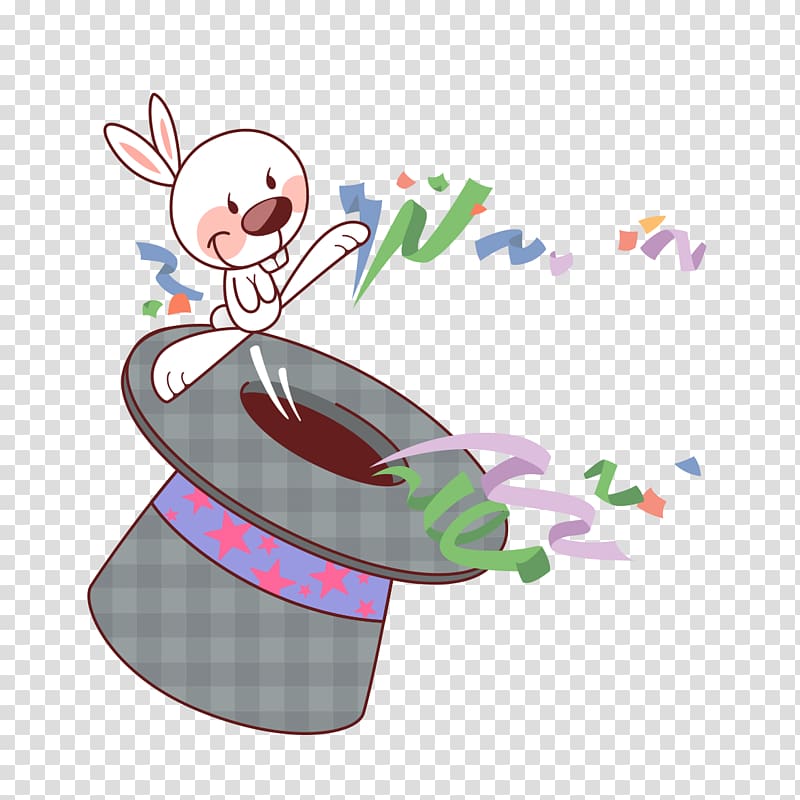 Cartoon Drawing , Rabbit Magic Hat transparent background PNG clipart