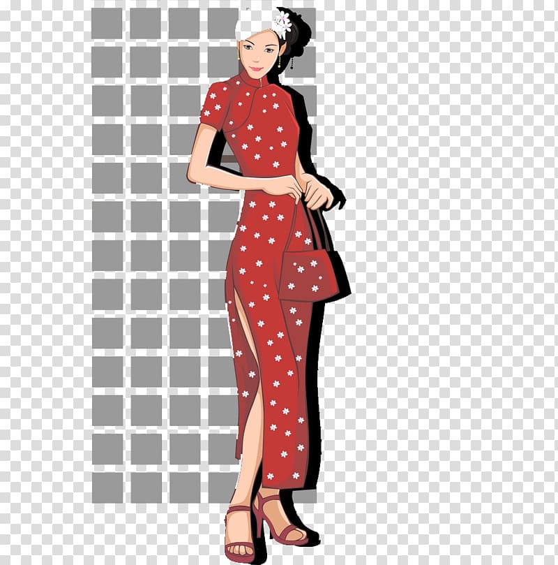 Paper Sticker Label Wall decal Adhesive, In front of the cheongsam woman transparent background PNG clipart