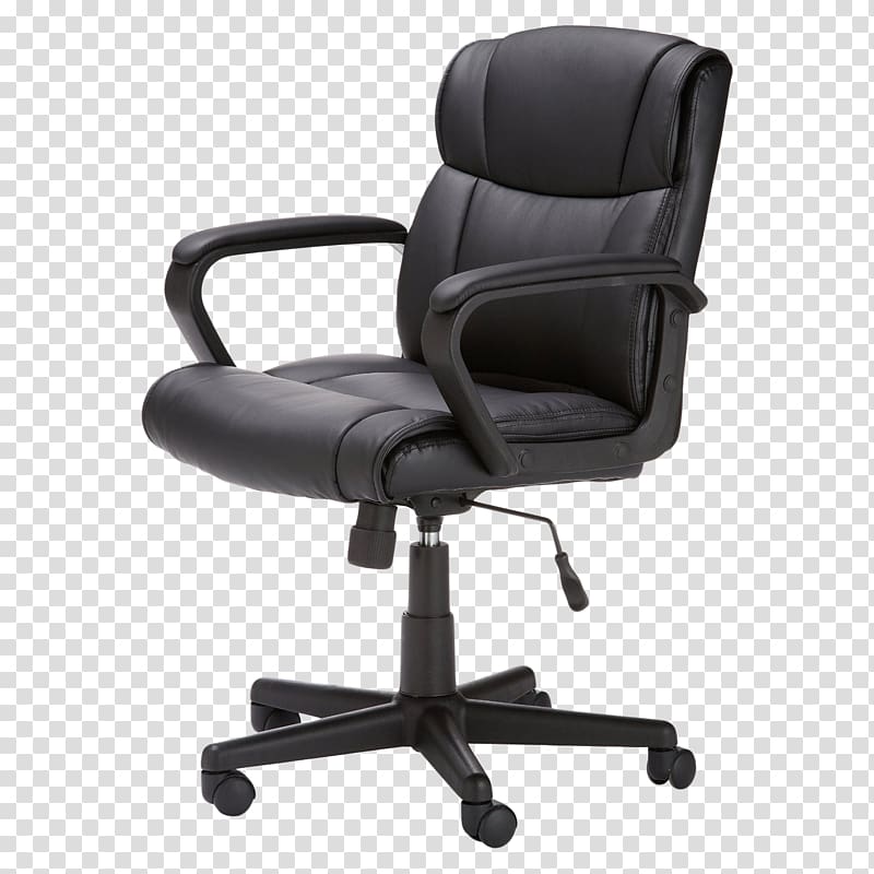 black leather office rolling armchair illustration, Office chair Table Furniture Swivel chair, Rolling Chair transparent background PNG clipart
