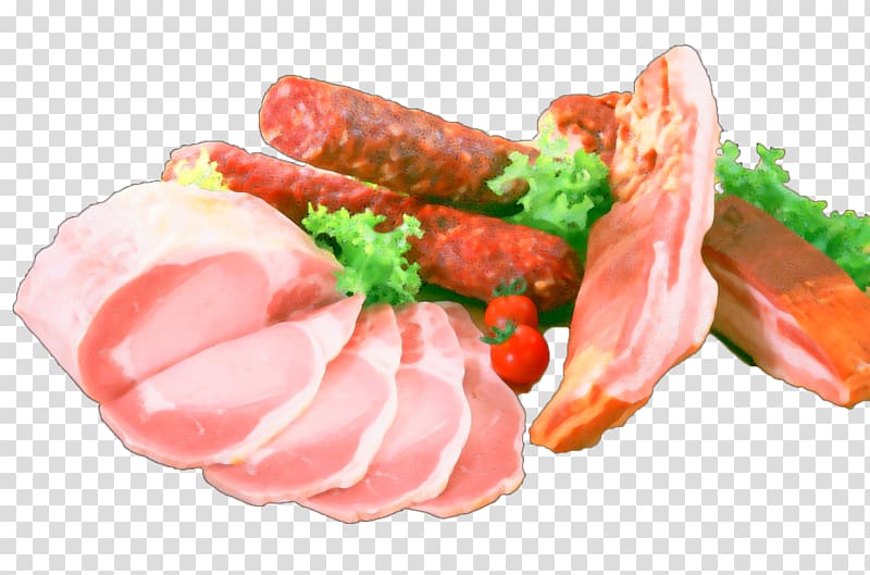 Sausage Ham Salami Meatloaf, Hand painted pork sausage bacon transparent background PNG clipart