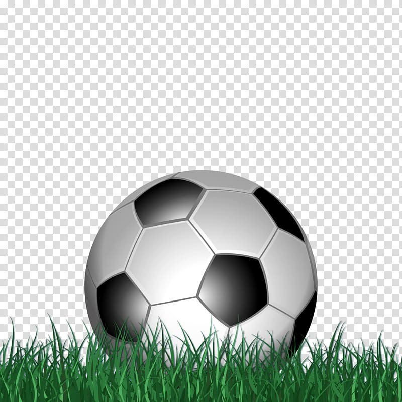 black and white soccer ball on grass clip, Football pitch Soccer-specific stadium, green field transparent background PNG clipart