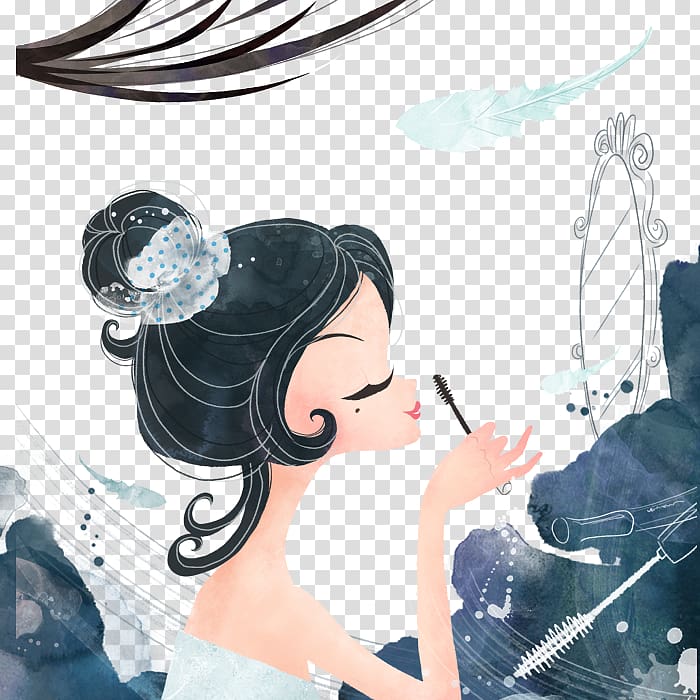 Eyelash Cartoon Mascara Cosmetics Illustration, Makeup beauty transparent background PNG clipart