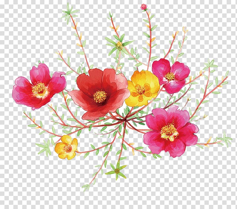 Drawing Watercolor painting Illustration, Bright flowers transparent background PNG clipart