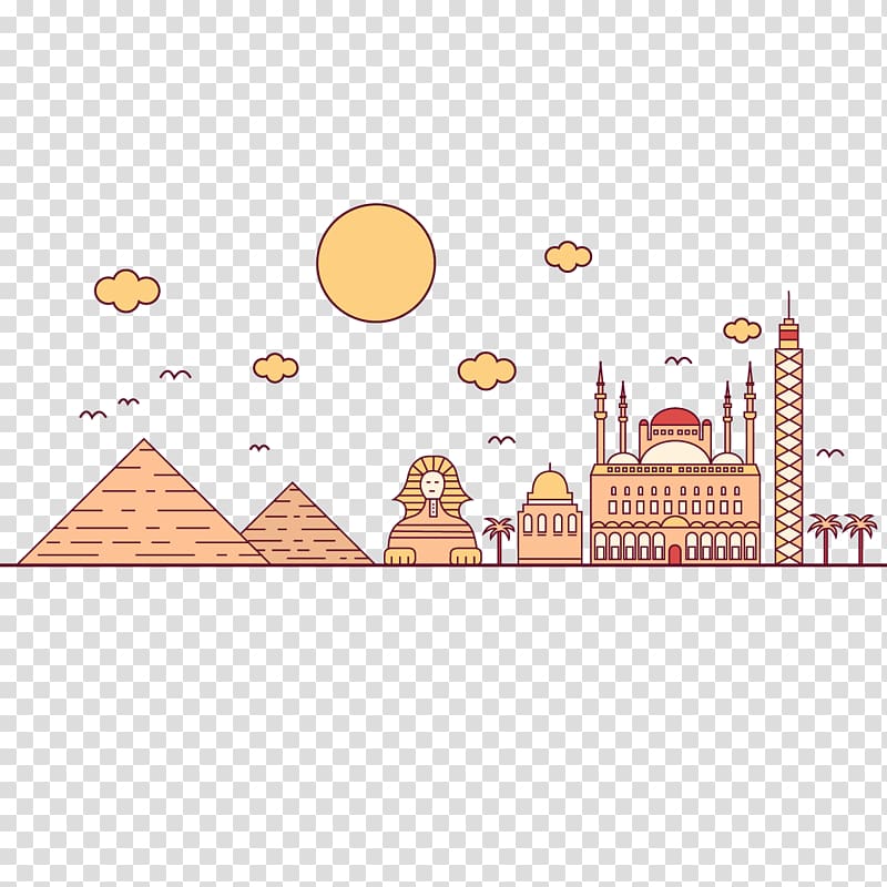Egypt landmark illustration, Cairo Egyptian pyramids Euclidean Ancient Egypt Icon, Ancient Egypt transparent background PNG clipart