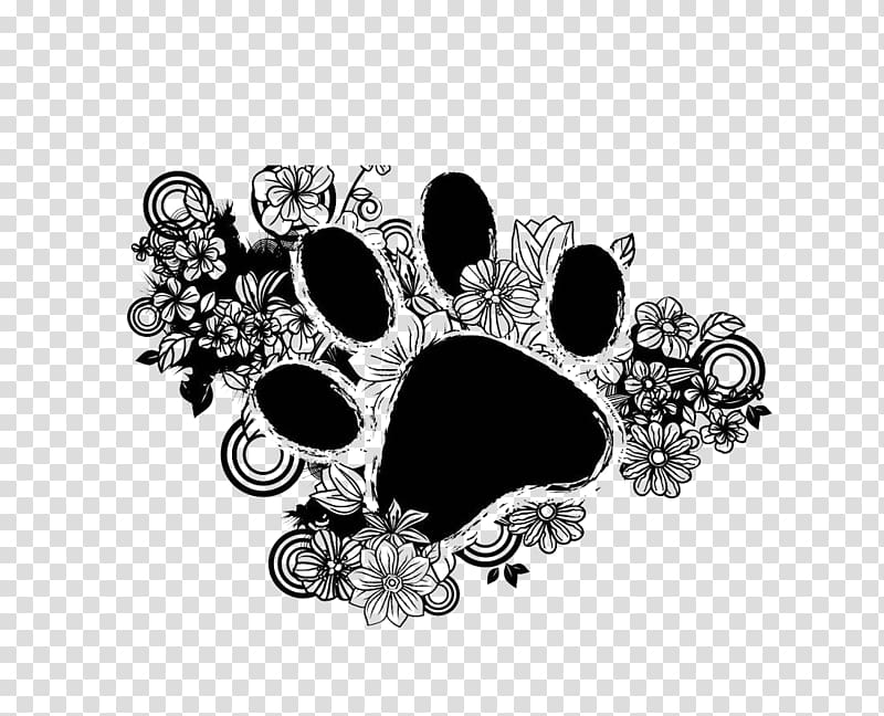 Painting Flower, Black hollow graphic design cat footprints transparent background PNG clipart