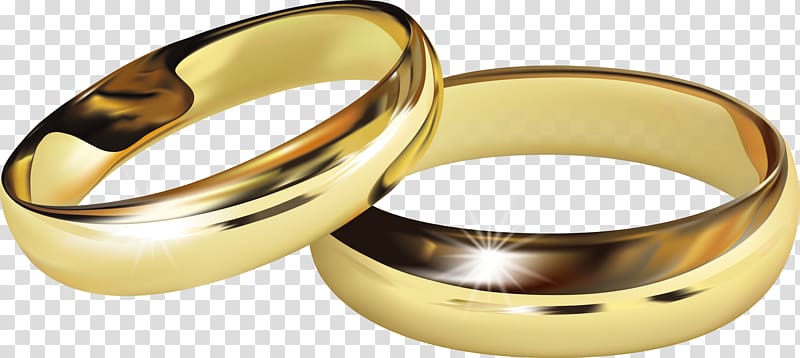 Wedding ring Engagement ring, Golden wedding ring , pair of gold-colored rings transparent background PNG clipart