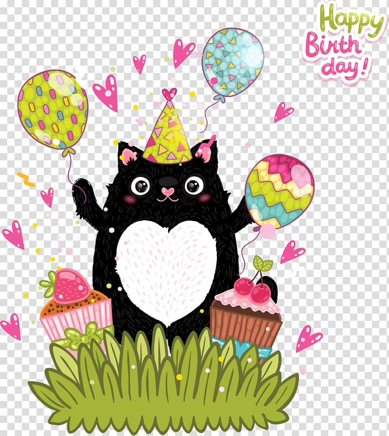 Doughnut Icing Greeting card , cartoon animals and balloons transparent background PNG clipart