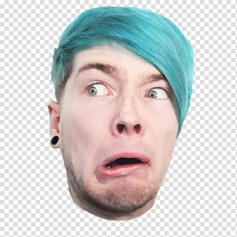 man with teal hair making a funny face, DanTDM Scared transparent background PNG clipart