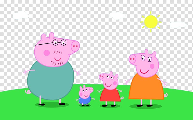 pig family illustration, Daddy Pig Animated cartoon Television show , pig transparent background PNG clipart