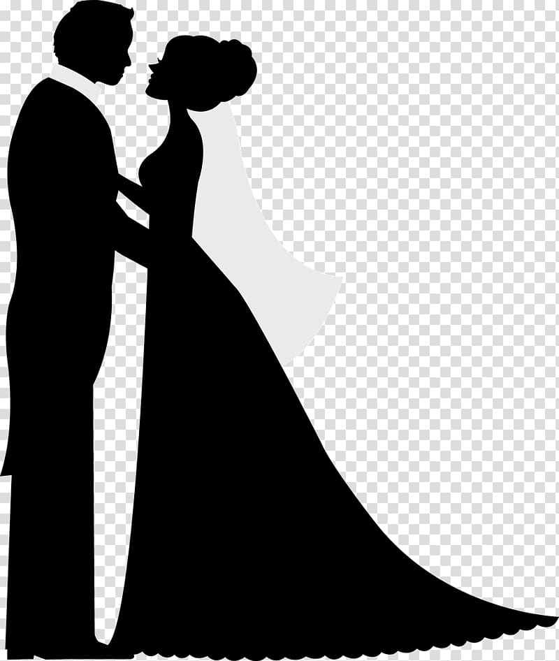Silhouette Wedding invitation Bridegroom, wedding couple transparent background PNG clipart