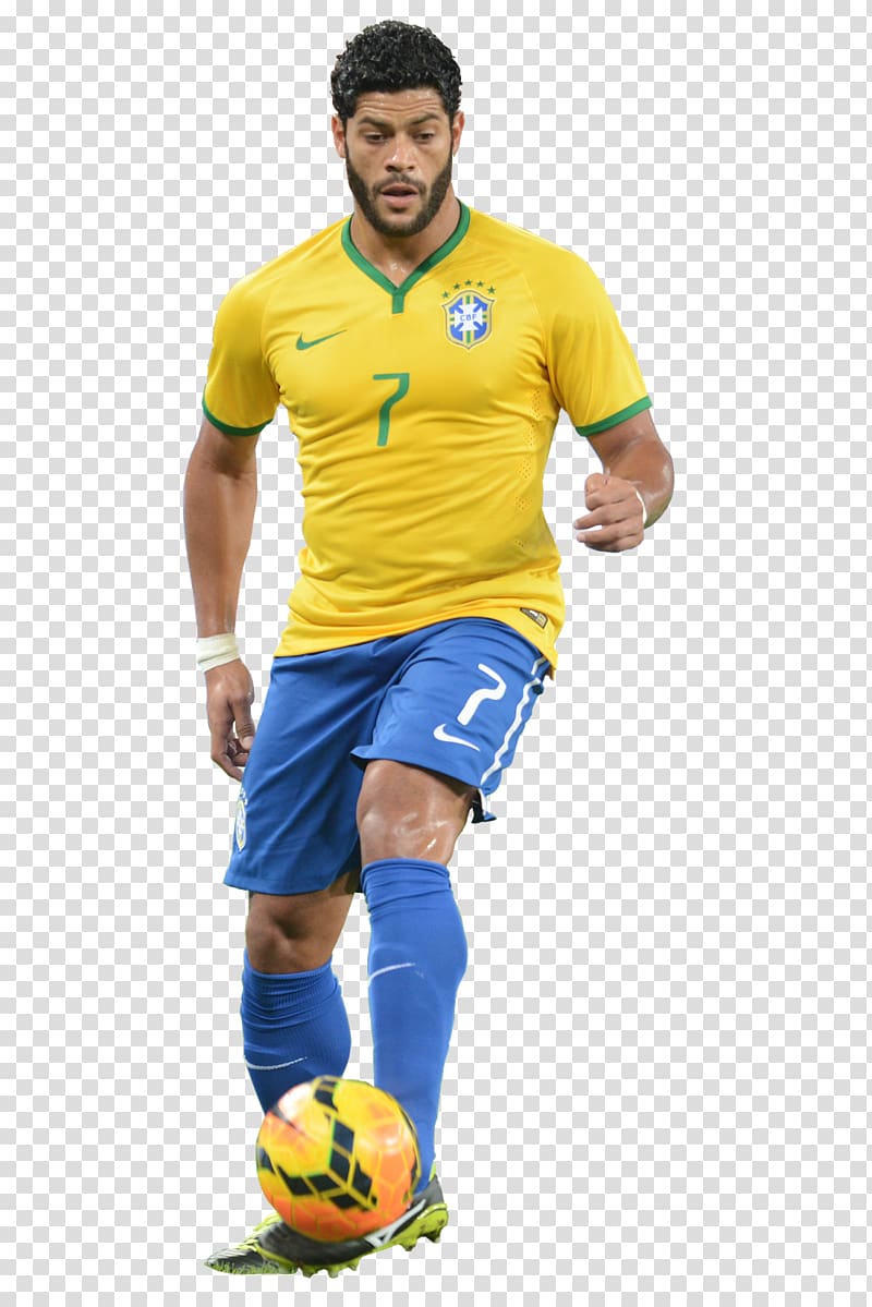 soccer player wearing yellow Nike 7 jersey shirt, Hulk 2014 FIFA World Cup Brazil national football team Football player, brasil transparent background PNG clipart