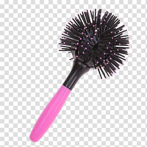 Comb Hairbrush Hair straightening, 3D modeling of spherical air massage comb transparent background PNG clipart