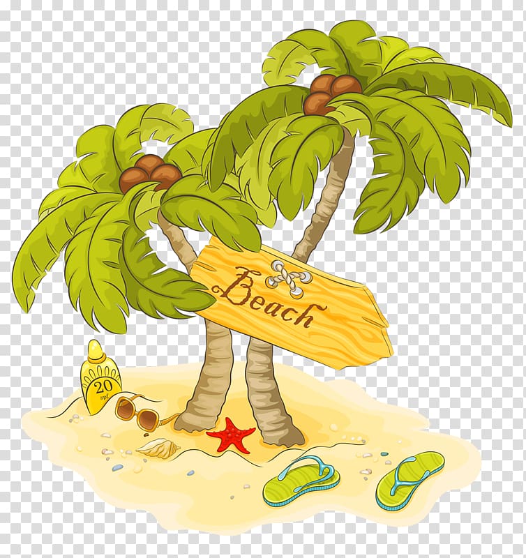 Sandy Beach , coconut tree transparent background PNG clipart