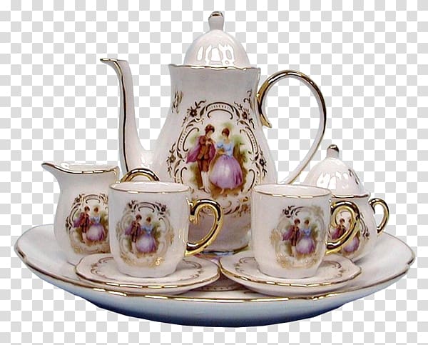 white-green-and-purple ceramic tea set, Earl Grey tea Coffee Victorian era Scone, cup transparent background PNG clipart