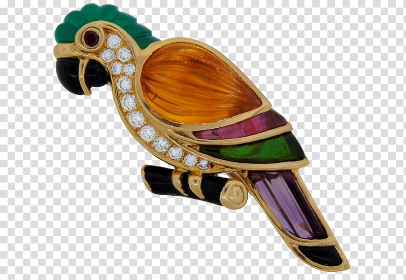 Gemstone Earring Brooch Van Cleef & Arpels Jewellery, parrot decoration transparent background PNG clipart