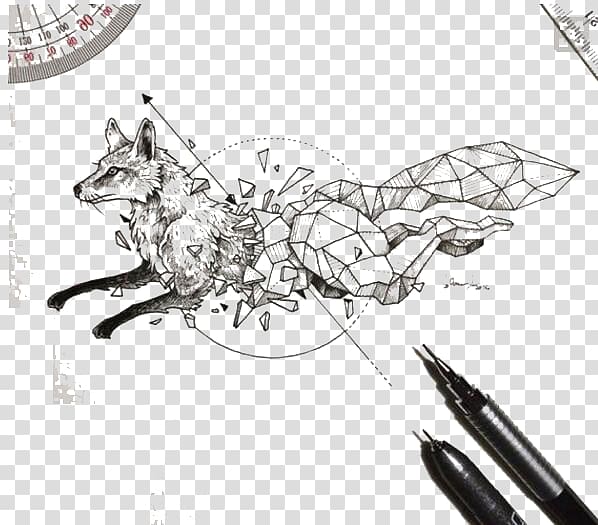 Philippines Sketchy Stories: The Sketchbook Art of Kerby Rosanes Geometrical Drawings Geometry, Hand-painted fox transparent background PNG clipart