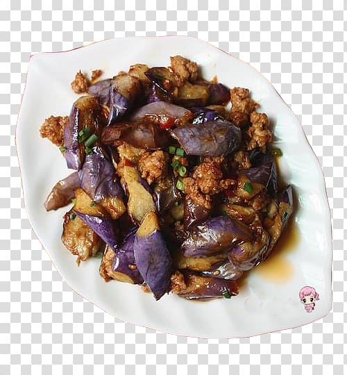 Red braised pork belly Eggplant Meat Stir frying Braising, Stir fry minced meat eggplant transparent background PNG clipart