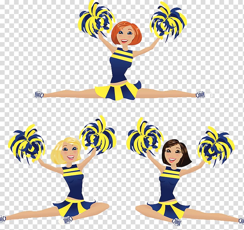 Cheerleader Cheerleading Pom-pom Split Illustration, Passionate cheerleaders transparent background PNG clipart