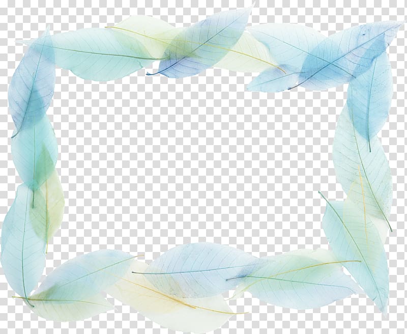blue and white leaves frame illustration, Blue Frames, leaf frame transparent background PNG clipart